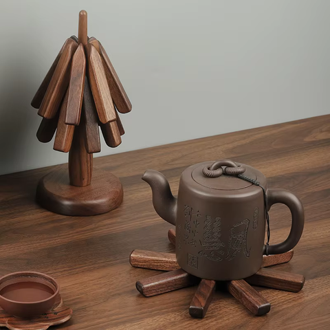 Walnut Wooden Trivet Set